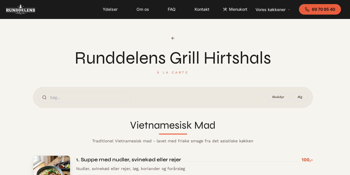 Runddelens Grill Hirtshals' offentlige menukort